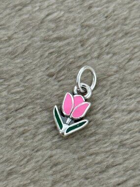 Enamel Mini Pink Tulip Charm